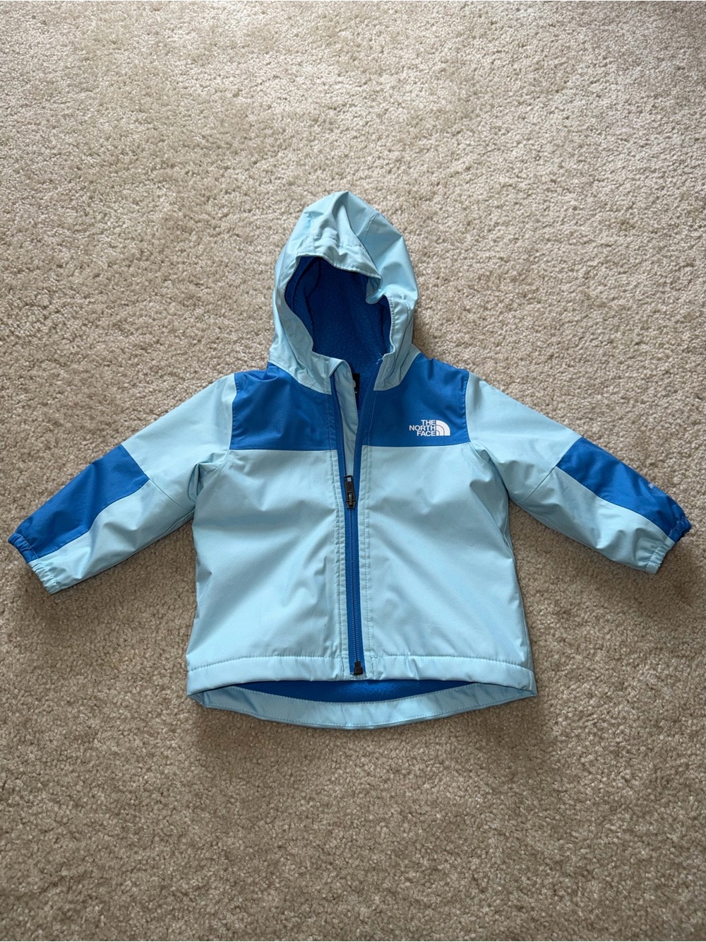 The North Face Kids Two-Tone Light Blue Hooded Raincoat